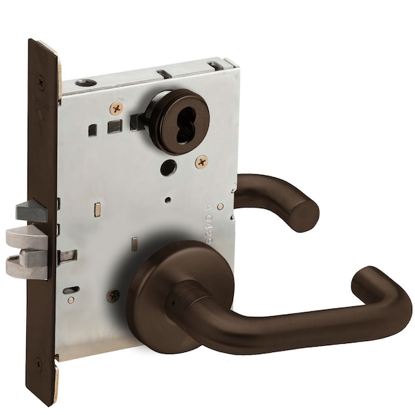 Schlage Grade 1 Entrance Office Mortise Lock, Schlage FSIC Less Core, 03 Lever, B Rose, Dark Oxidized Satin L9050J 03B 613 - main
